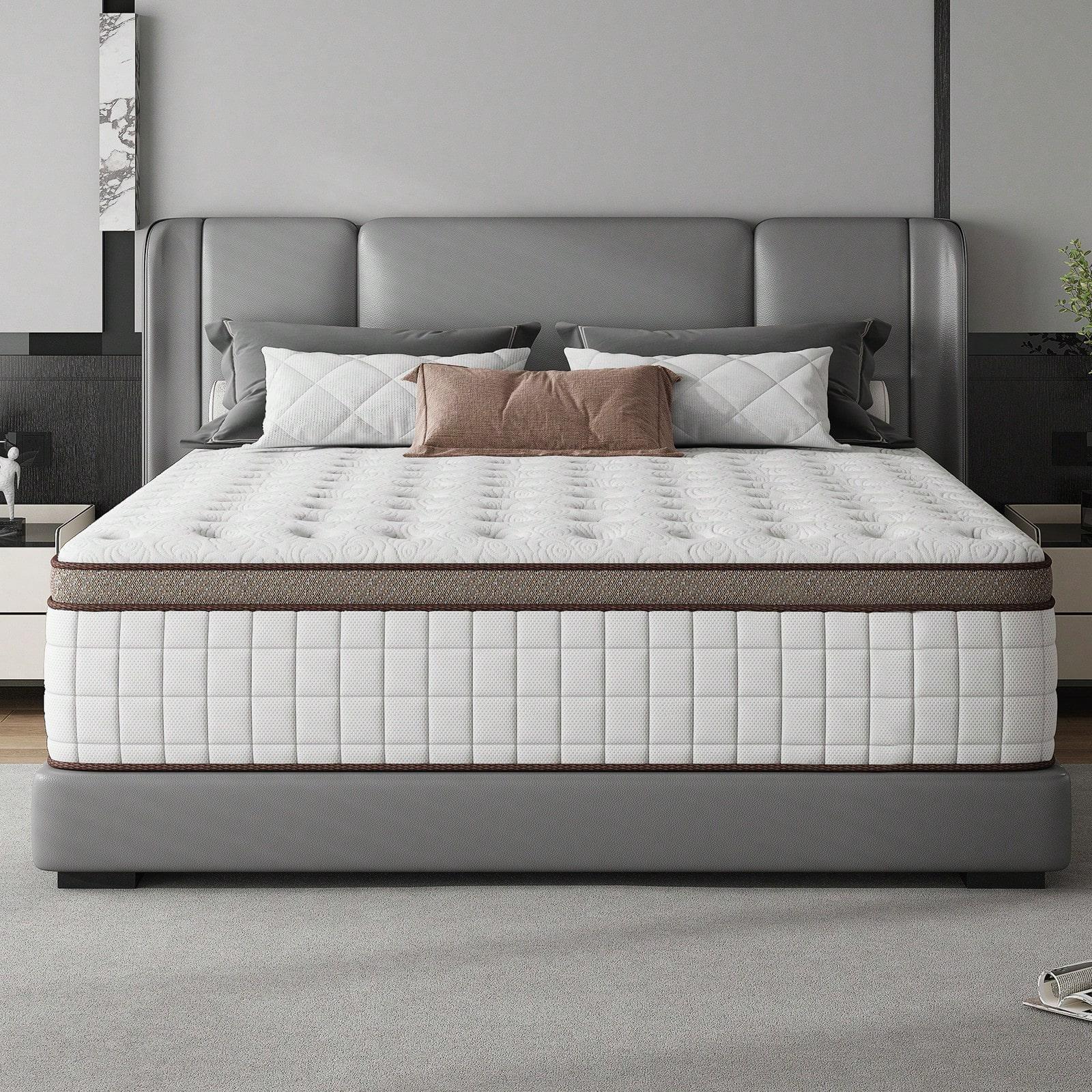 12"14" Queen Mattres Twin Full Queen King Size Bed Mattress In A Box, Hybrid Pocket Spring Breathable Cotton Layer Mattress For Motion Isolation & Silent Sleep, Lumbar Support & Pressure Relief, Medium Firm