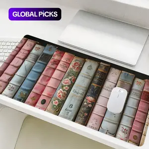 Vintage Books Pattern Mouse Pad, Large Non-Slip Rubber Base Stitched-Edge Desk Pad, Office Desk Accessory for Laptop & Desktop, Non-Slip Mousepad #TOP PICKS