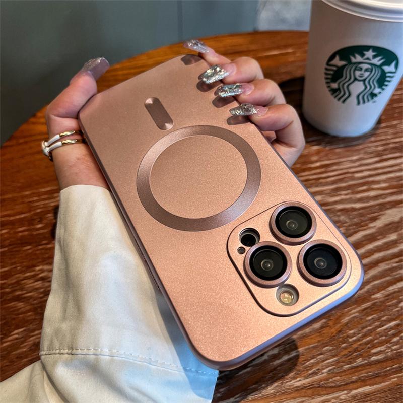 Magsafe Full Camera Protection Case for iPhone 17 Pro Max/Air 16 14 15 13 11 12 Pro Max TPU Soft Magnetic Matte Shockproof Thin Black iPhone 15 Pro Max Case Matte Metallic - Cellphone