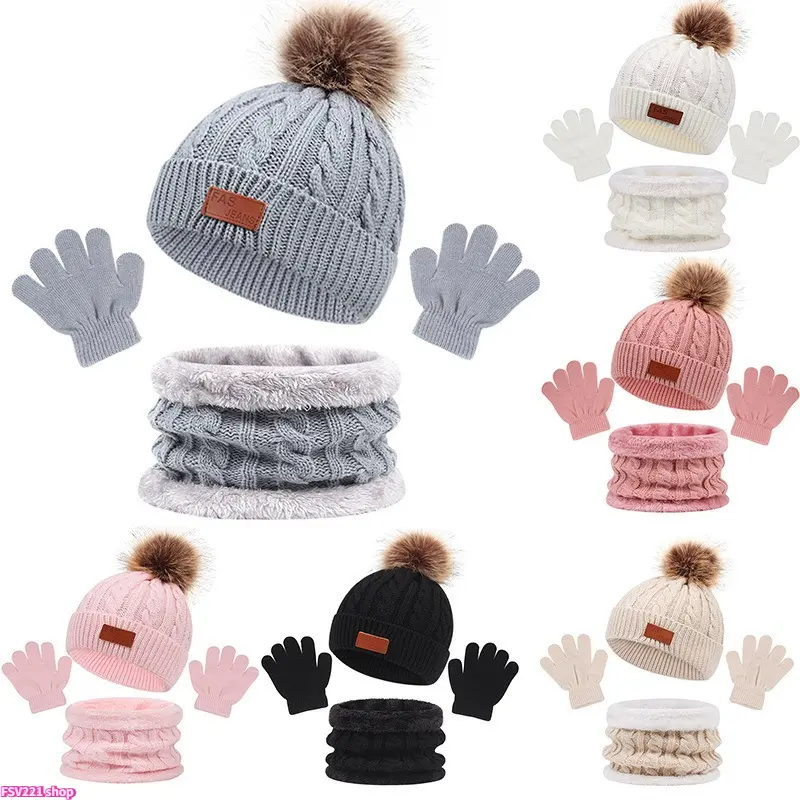 Unisex 3-Piece Knit Winter Warm Set - 1-Size-Fit-All Plain Touchscreen Gloves, Scarf, Neck Gaiter Hat - Windproof, Lightweight Fit - 6 Color Options for Skiing, Commuting, Knit Set, One-Size-Fit-All