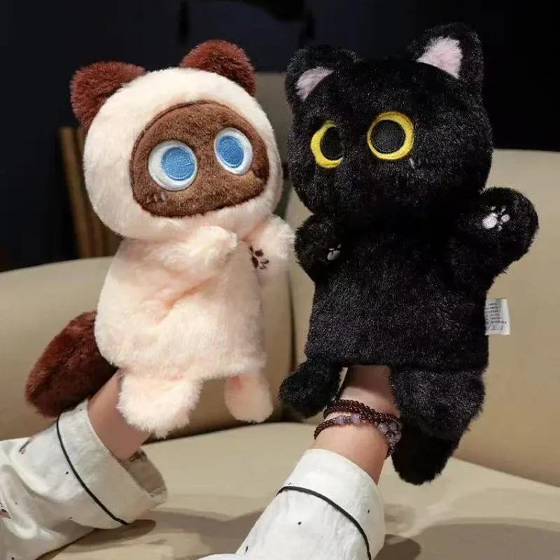 Cute Cat Hand Puppet Plushed Doll Soft Kitty Educational Baby Toys Simulator Animal Soft Stuffed Toys Anime Puppet for Friends