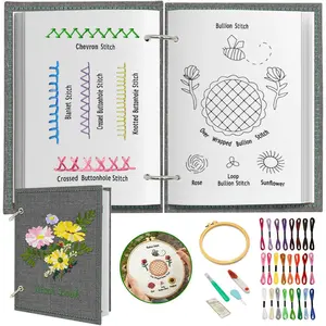 Embroidery  Book for Beginners | DIY Needlepoint Kit with Full Tools and Tutorial, Portable -in- Hand Embroidery Book for Adults & DIY Craft Lovers