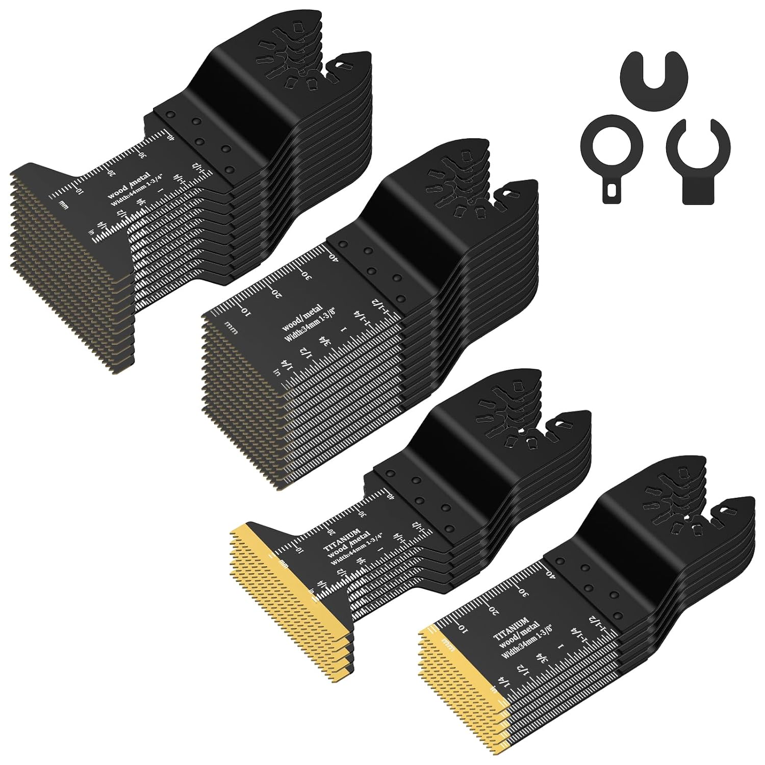 Multipurpose Oscillating Saw Blade Set, 30pcs Universal Titanium Multitool Blades for Wood Plastics Metal, Quick Release Multi Tool Kit for Dewalt Ryobi Milwaukee Rockwell Fein Makita, Replaceable Blades