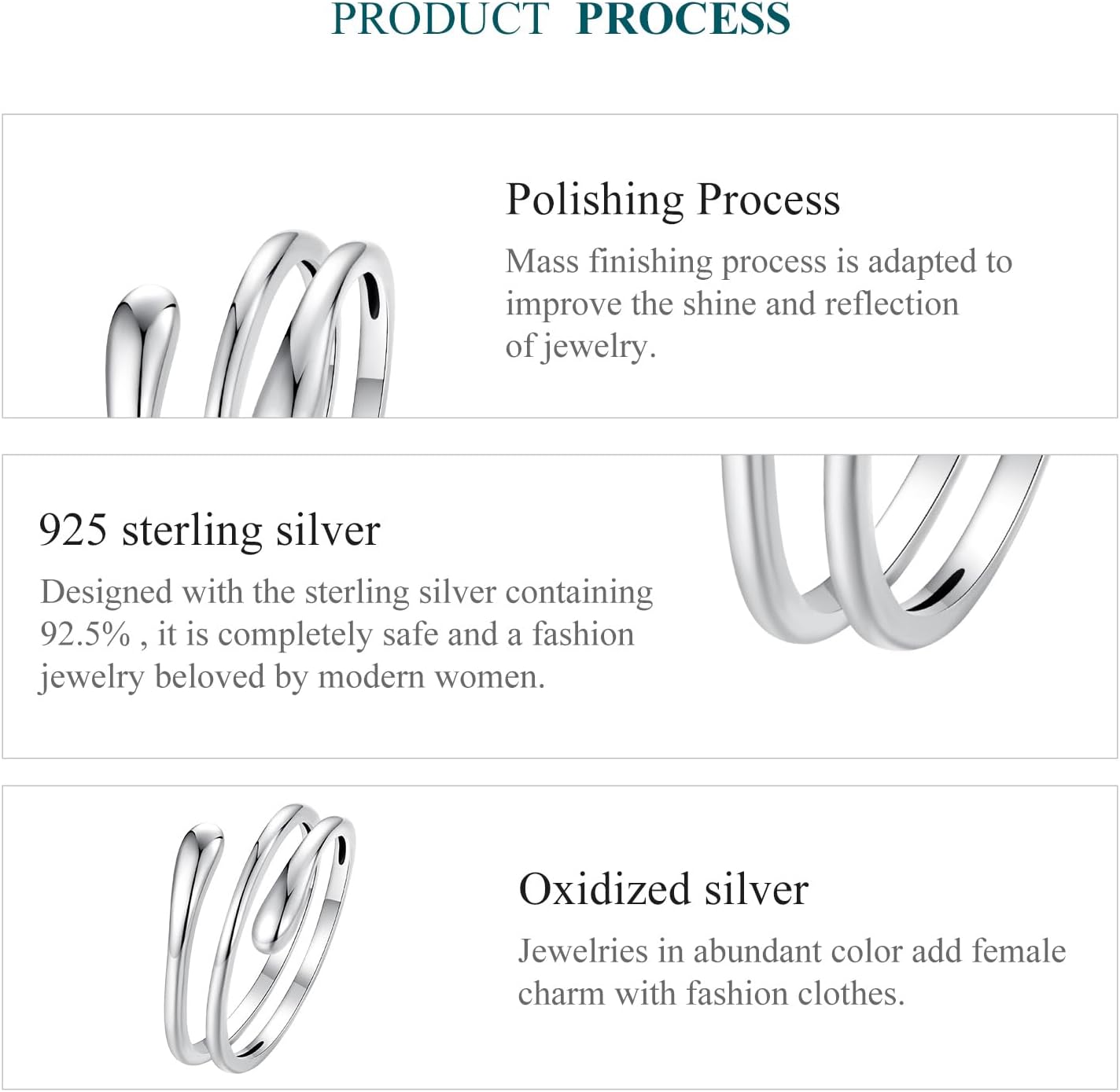 925 Sterling Silver Simple Multi-layer Leaf Adjustable Ring Green Lucky Leaves Statement Ring for Women Promise Ring Fine Jewelry