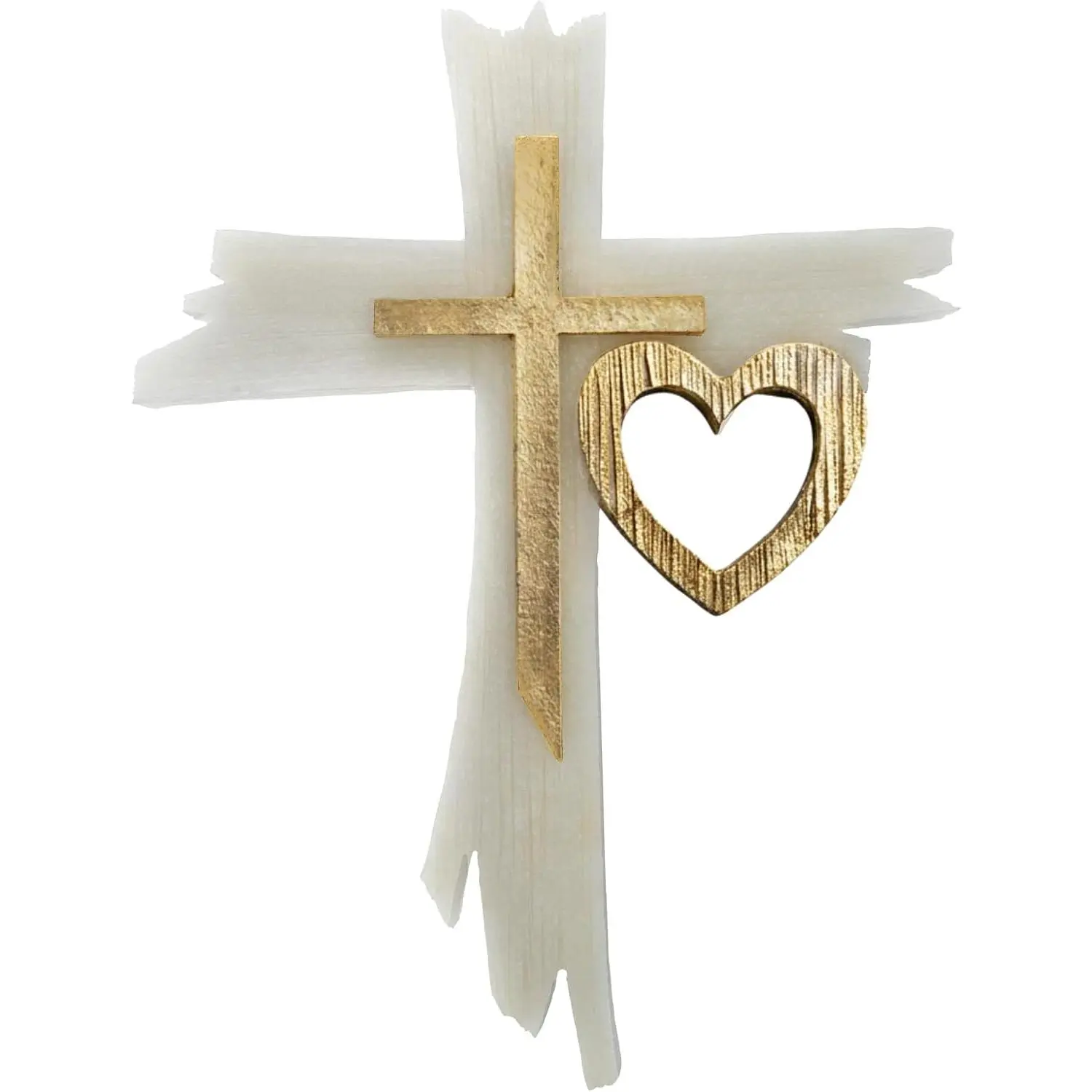 Zhao Xiang Christian Gifts Wall Cross Spiritual Home Decor for Entryway| Ideal Religious Gift for Housewarming, Baptism, Handcrafted Resin Textured Wood-Look Marble, 11.4-Inch Cross Wall Art White