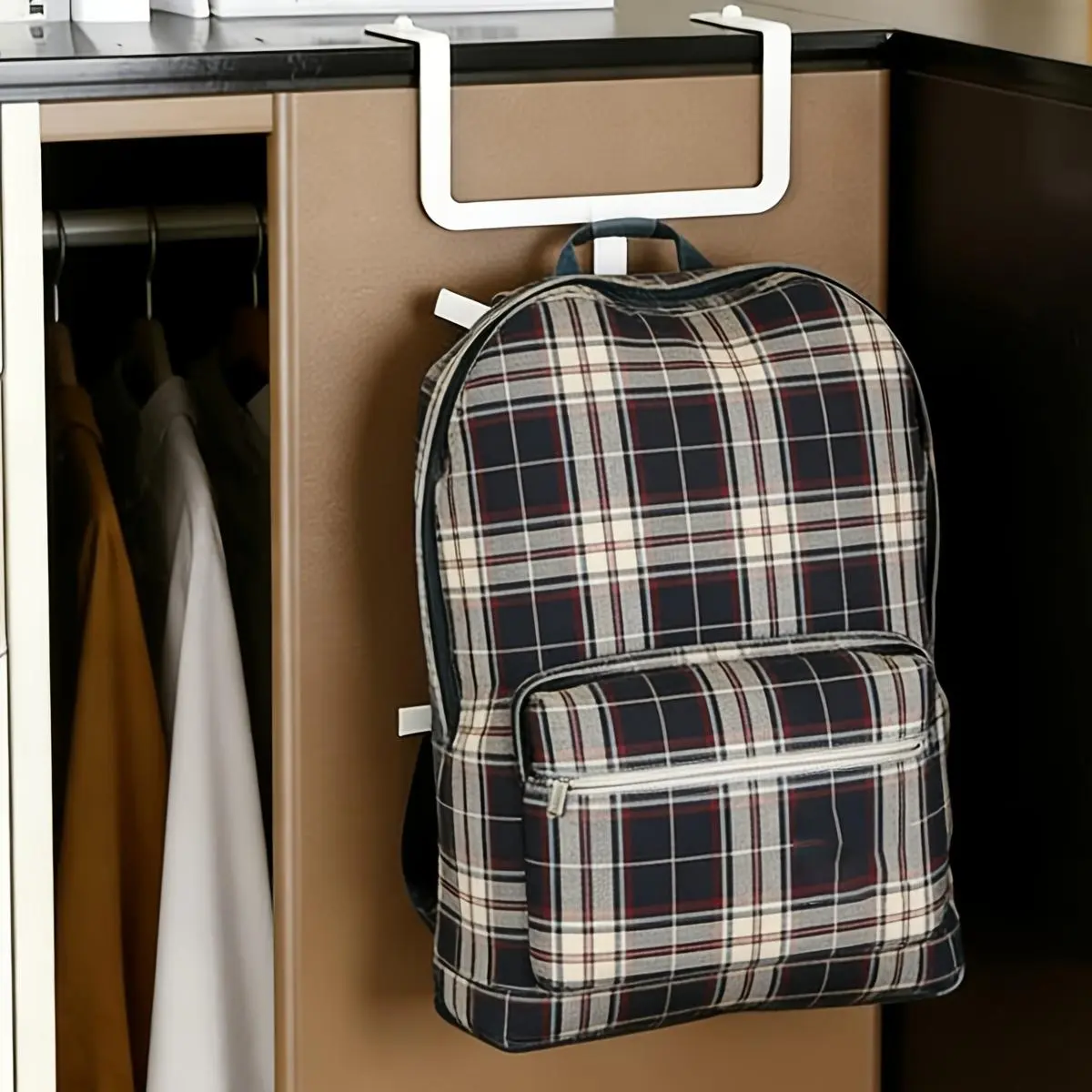 Wardrobe Side Book Bag Storage Rack Storage Hanging Hook Artifact Wall Side Backpack Bedroom Renovation Shoe Cabinet,Making It Easy to Hang And Saving Time,Perfect for Organizing Backpacks in Hallways Or Entryways,Standing Shelf,Standing Shelf