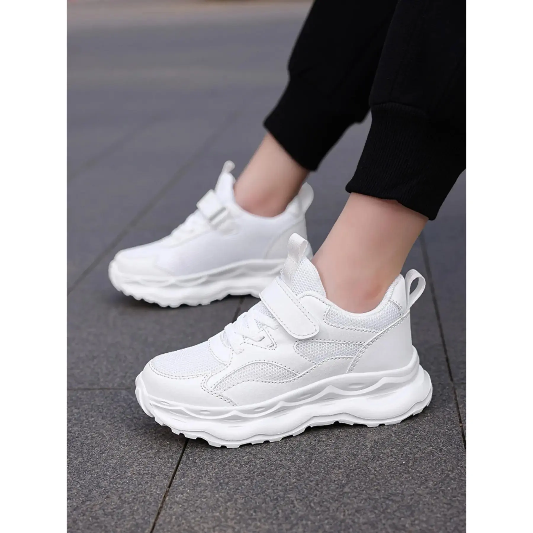 YYW1 Unisex Low-Top Casual Sneakers - Breathable Mesh Ventilation, Velcro Design, Durable Midsole, Comfortable Lining, Active Play, European Sizes, All-Season Men's Casual Trainers, Low Top Fit