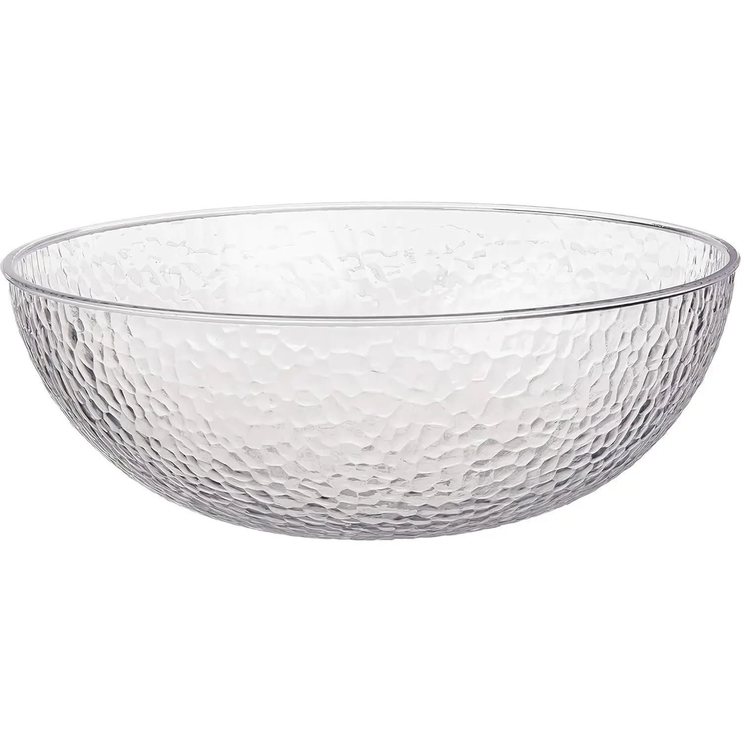 Lillian Collection Stunning Clear Plastic Round Hammered Bowl - 12" (1 Pc.) - Unique Textured Design - Perfect for Parties & Displays