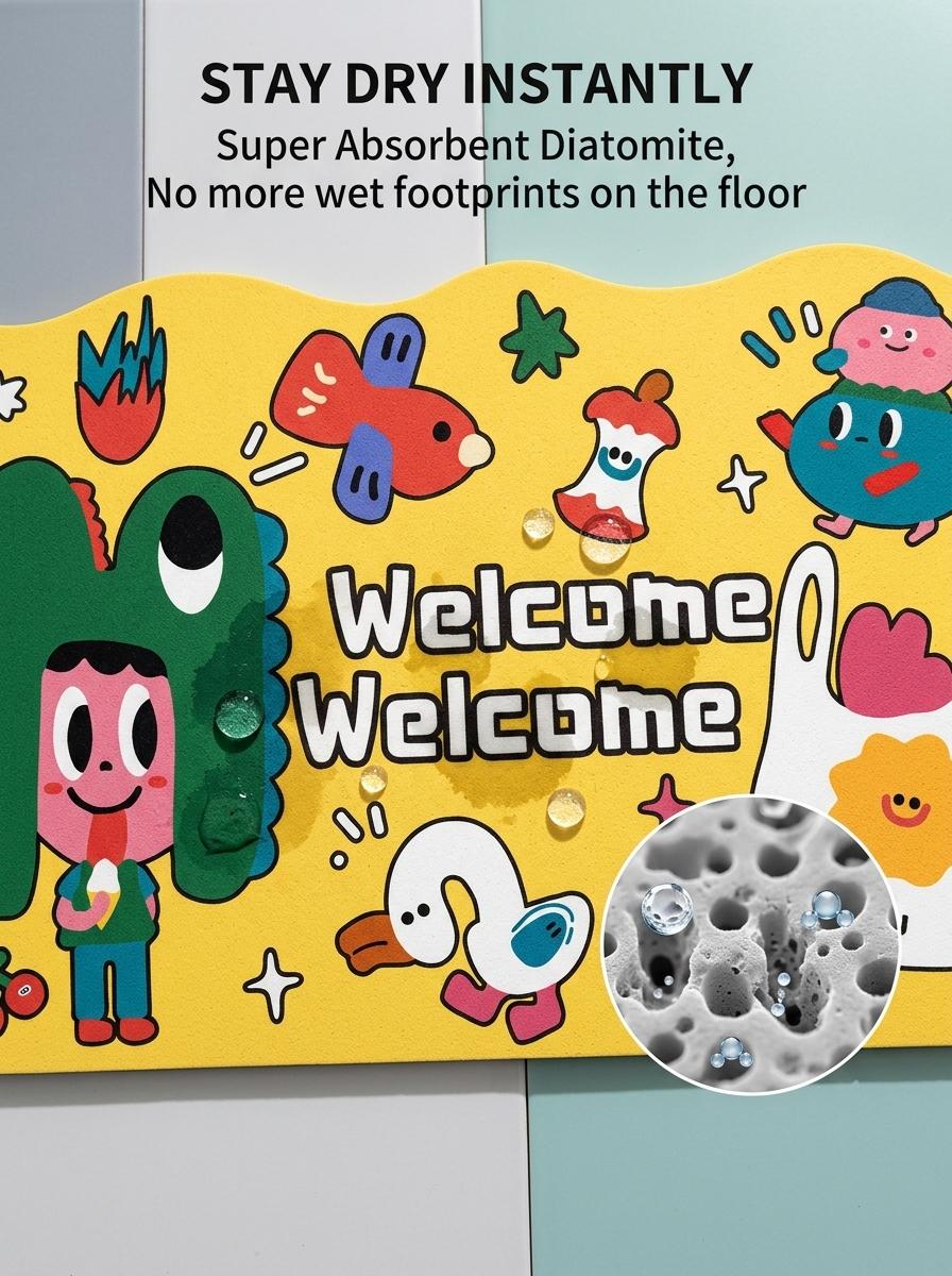 Cute Dopamine Diatomite Bath Mat| Quick Dry Super Absorbent Rug| Funky Y2K Bathroom Decor