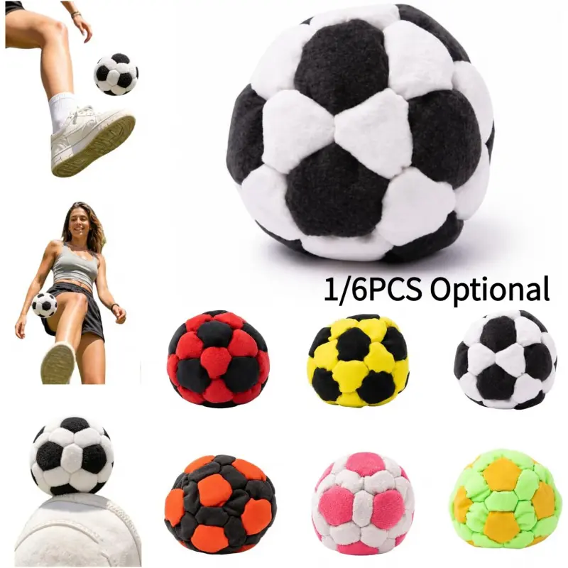 Handmade Crocheted Footbag, Footbagfor Kick Ball, Assorted Foot Bag Crochet Hackys for Adults, Juggling Balls for Beginners, Party Games & Coordination Training, Football, Soccer Ball
