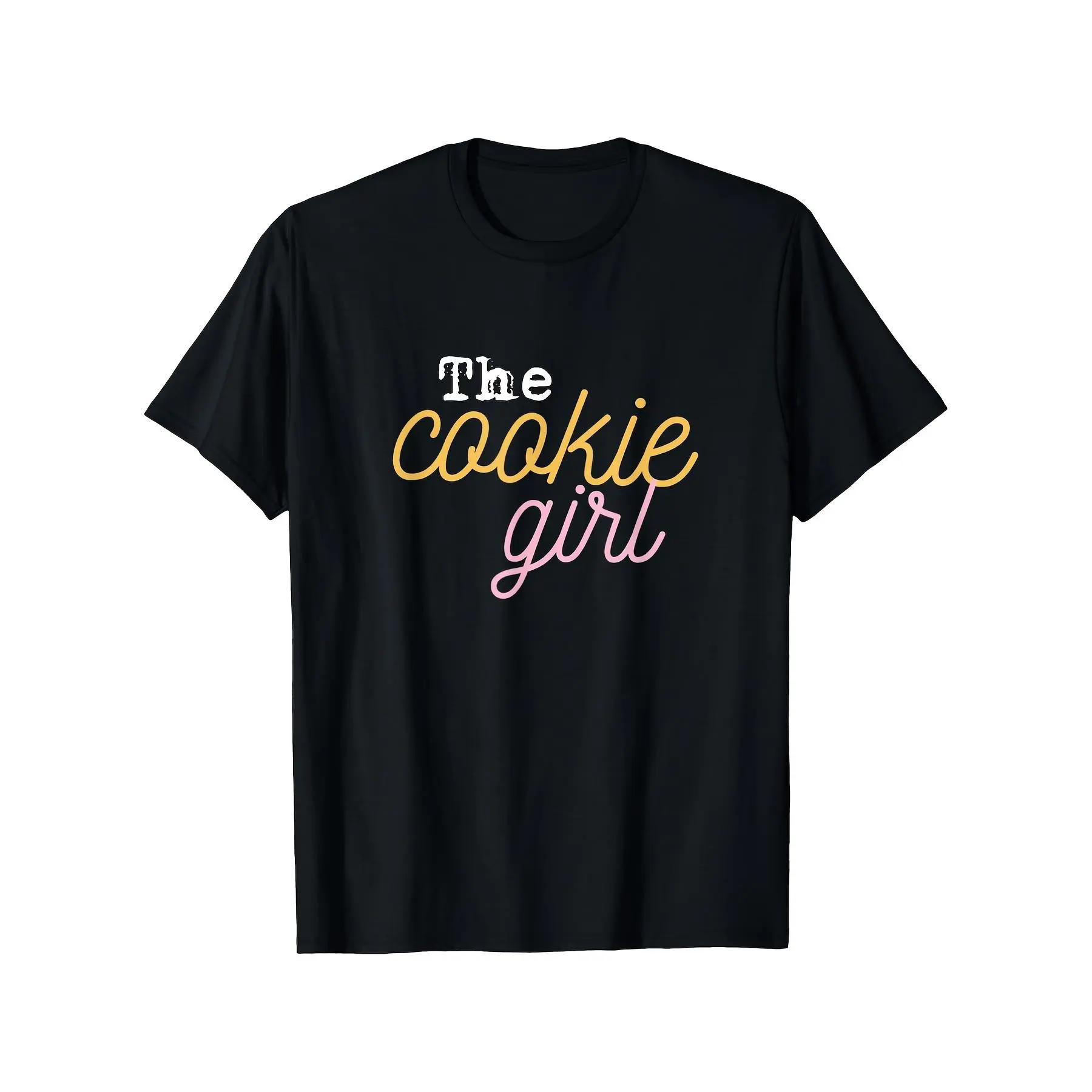 Women's Cookie Baking Print Loose Top - 100% Pure Cotton Short-Sleeve Round Neck Heat Transfer Tee, Oversized Relaxed Fit 1-Piece Casual All-Season Wear for Bakers, Tshirt, Cookie Theme, Basics, Shortsleeve, Breathable, Relaxed Cut, Graphic Print, All Sea