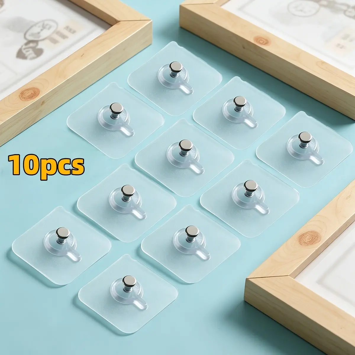 10pcs Home Picture Frame Storage Hooks, No Drilling Wall Mount Hooks, Artwork, Paintings, Certificates Frame Hanging Hooks, Removable Hooks