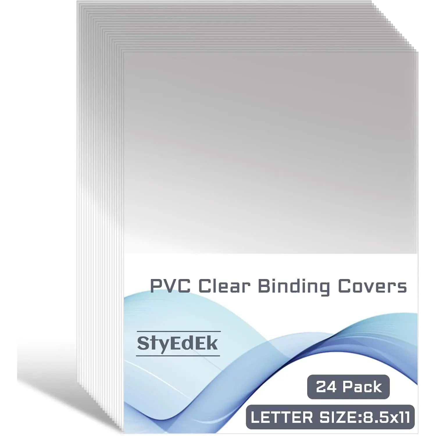 24 Pack 8.5 x 11 Inches PVC Clear Binding Covers, 8 Mil Cover Sheets, Clear Report Covers for Binding, Letter Size