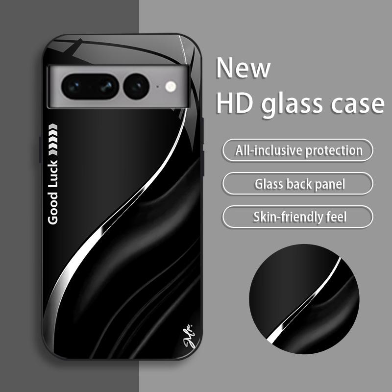 Suitable for [Google Pixel 7 Pro] Simple silk gradient glass phone case, affordable, fully shockproof, drop-proof and wear-resistant-888