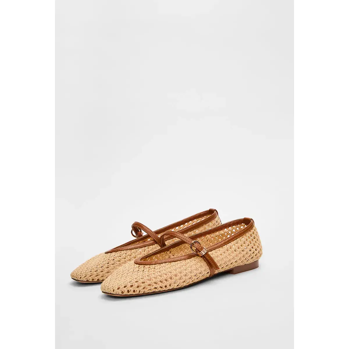 Women's Woven Raffia Mary Jane Flats - Classic Square Toe Ballet Shoes with Adjustable Buckle Strap, Mesh Weave Summer Walking Shoes for Everyday Wear, Footwear, Stylish, Ballet Flats, Chic