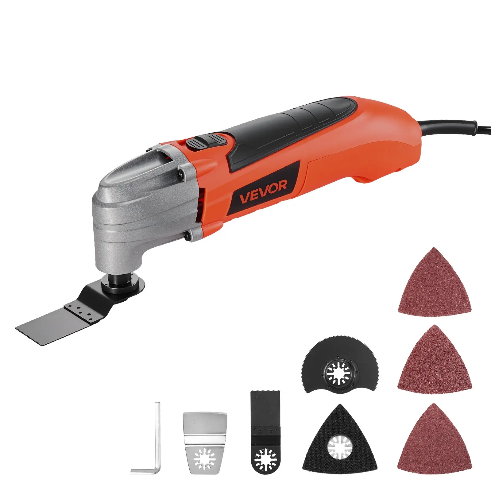 VEVOR Corded Oscillating Multitool - 2.2Amps, 22000 OPM, 2.8° Oscillating Angle, 7 Pieces Saw Accessories for Woodworking, Home Improvement Enthusiasts, Ergonomic Design with Screw Compatibility