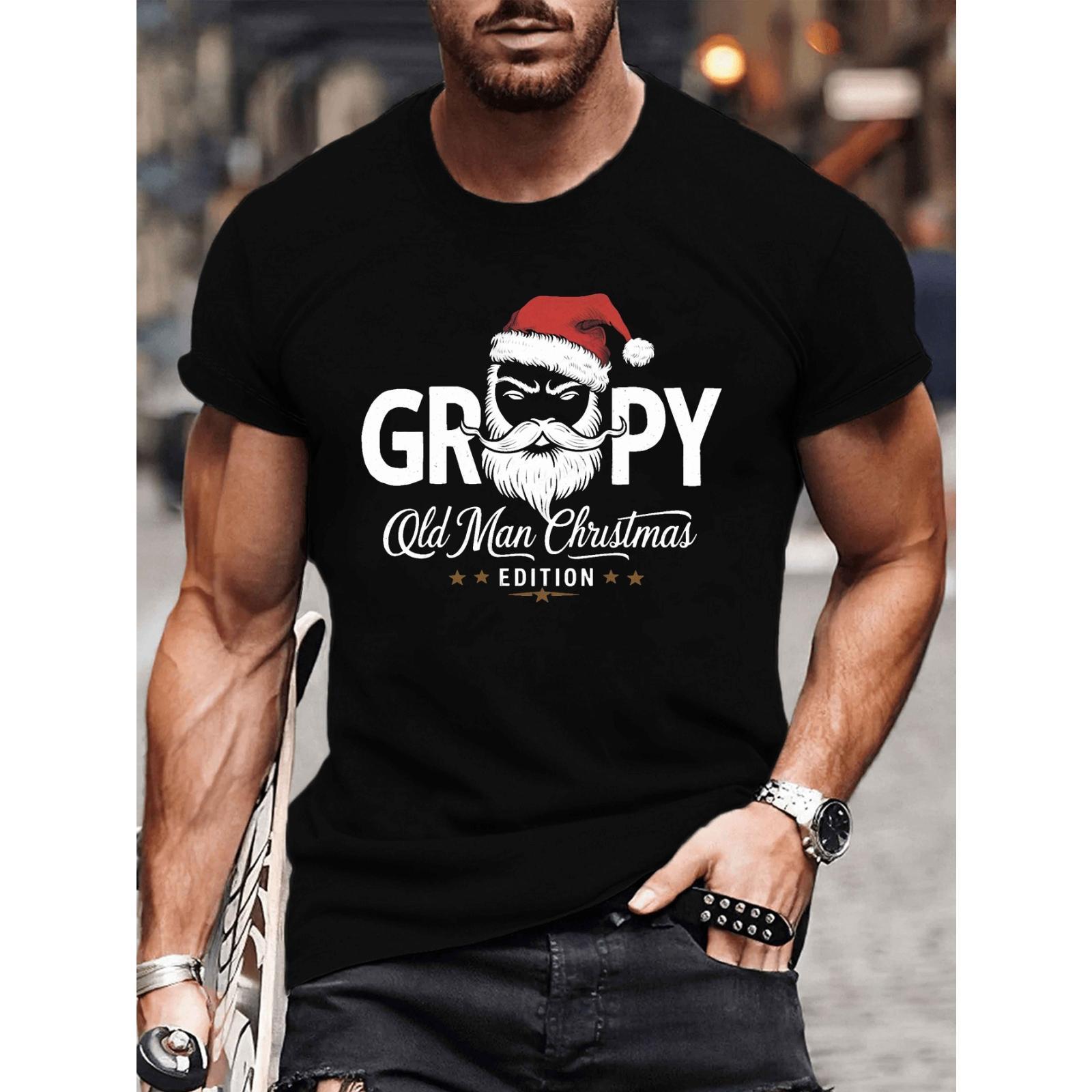Casual Men’s Christmas Shirt – Funny Santa Graphic, Soft & Stretchy Fit