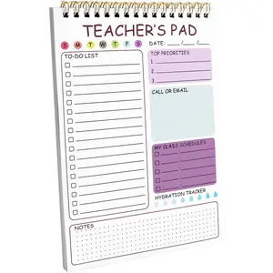 Teacher  Notepad, 8.3x5.8 Inch Teacher Notepad, Spiral Checklist Notebook for Class Schedules, Daily Planner, School Tasks and Goal Setting ()