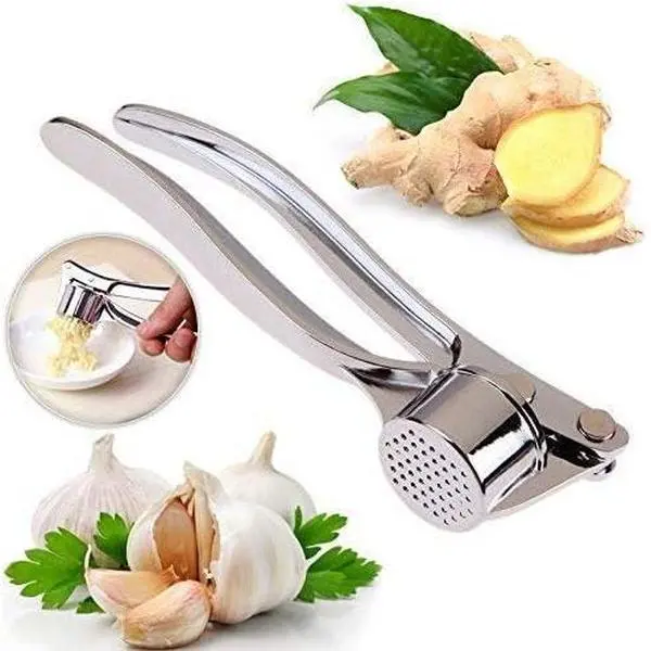 Stainless Steel Garlic Press Quick Hand Squeeze Garlic Press Ultra to Squeeze Fresh Garlic Juice Ergonomic Design Made of Zinc Alloy Stainless Steel Look. Kitchen Utensils