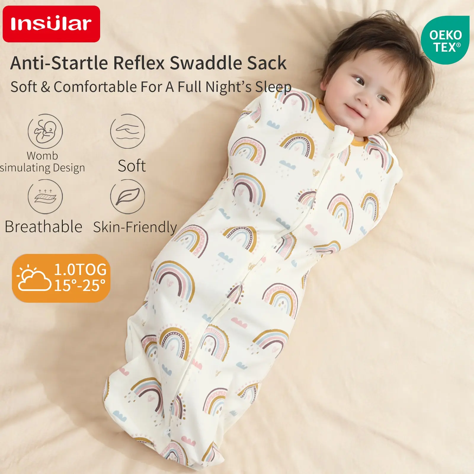 Breathable Infant Anti-Jump Swaddle Blanket, Newborn Sleep Bag, Baby Crib Wrap, Prevents Leg Exposure, Soft & Comfortable