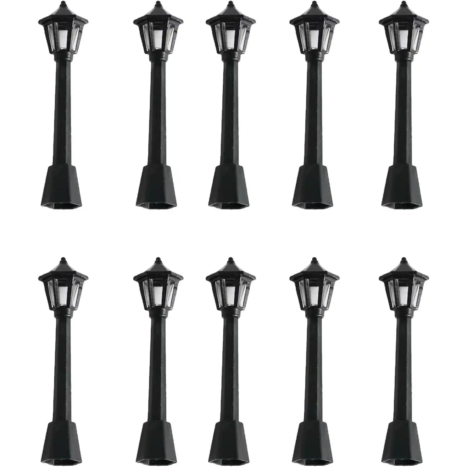 Mini Miniature Street Light Model, Railway   Lamps, Black Lamp Outdoor Pathway Lantern  for Dollhouse Decoration  Landscape Fairy Garden Lighting Accessories, Black 10 count