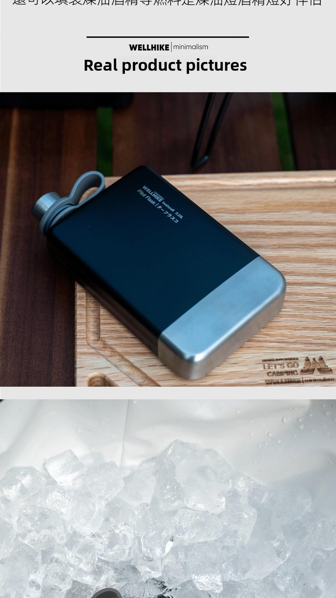 Outdoor Camping 304 Stainless Steel Portable Outdoor Flat Wine Bottle Camping Fuel Coal Oil Alcohol Coffee Pot