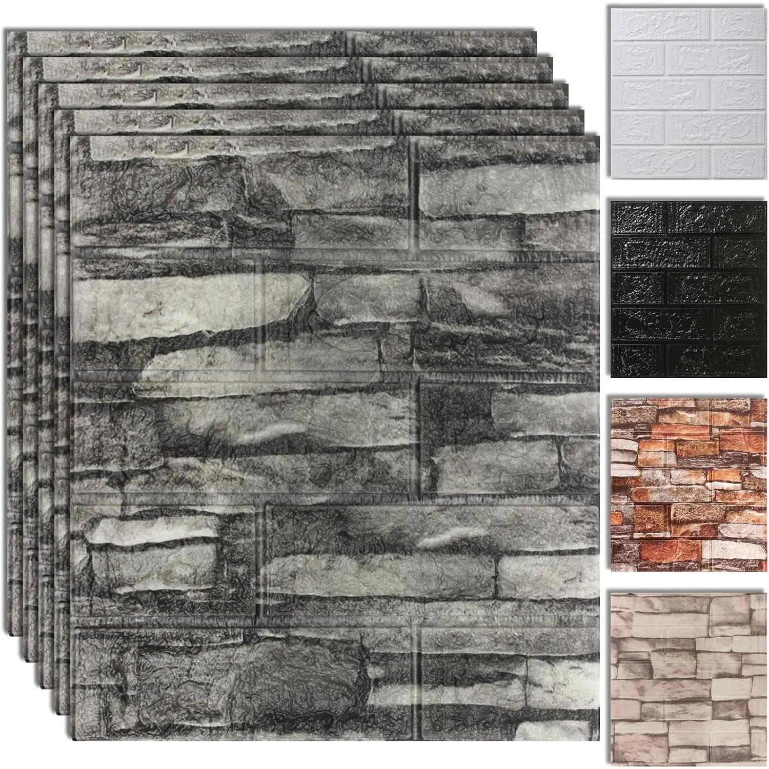 10 count  Wall Panels Peel and Stick , Self-Adhesive Decorative  Brick Wallpaper Wall Covering, Faux Stone Wall Panel  Brick for Living Room, Kitchen, Bathroom