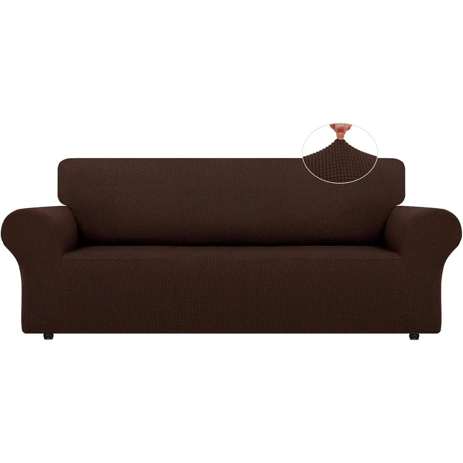 Stretch Sofa Slipcovers 1 Piece Couch Covers for 3 Cushion Couch Sofa Furniture Protector Full Sofa Covers with Elastic Bottom for Kids and Dog (Large, Chocolate)