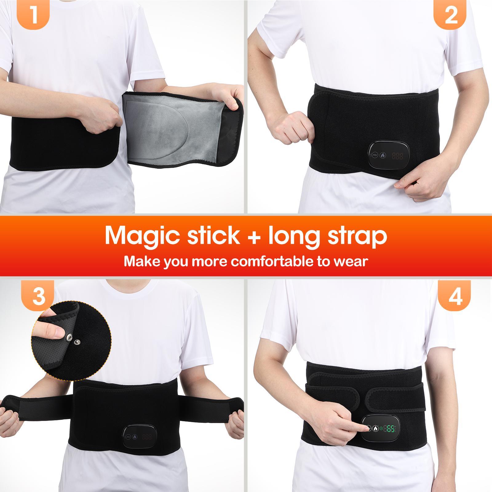 Electric Waist Massager, 3-level Heating Vibration Waist Belt, Women's Abdominal Warming Massage Belt, Birthday Gift for Women & Men, USB Rechargeable