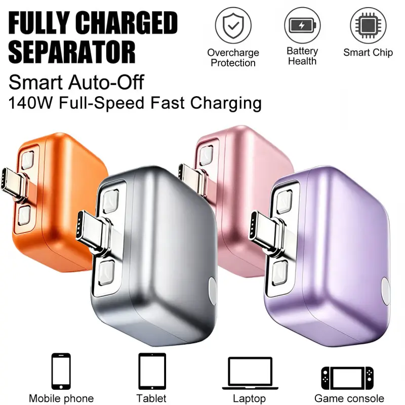 140W smart automatic power-off charging adapter, Watt charger, automatic stop charging protector, bidirectional charging mode, automatically cuts off power when phones, laptops are fully charged, only compatible with Type-C device