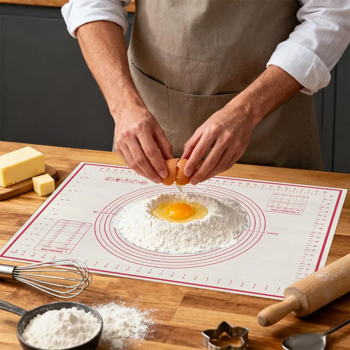 1pc Non-Slip Baking with Measurement Guide - Heavy-Duty Suitable, Valentine'S, Easter, Restaurants, Home - Non-Stick Pastry Board Rolling And Cookie Sheets