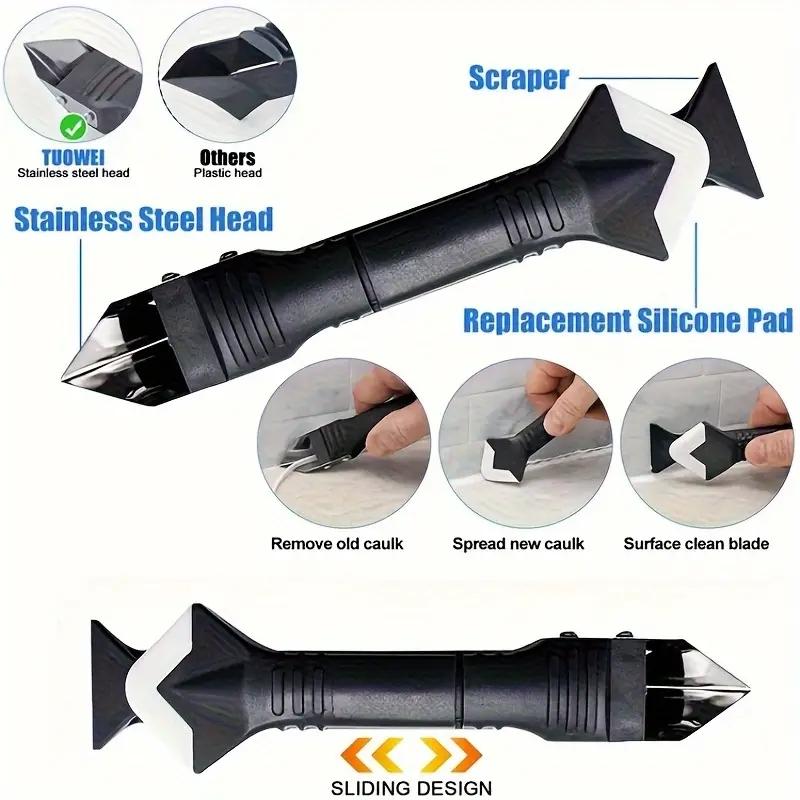Multi-Functional Grout Scraper Tool Set, Includes Plastic Caulk Remover & Edge Trimming Knife, Easy Glass Sealant Application