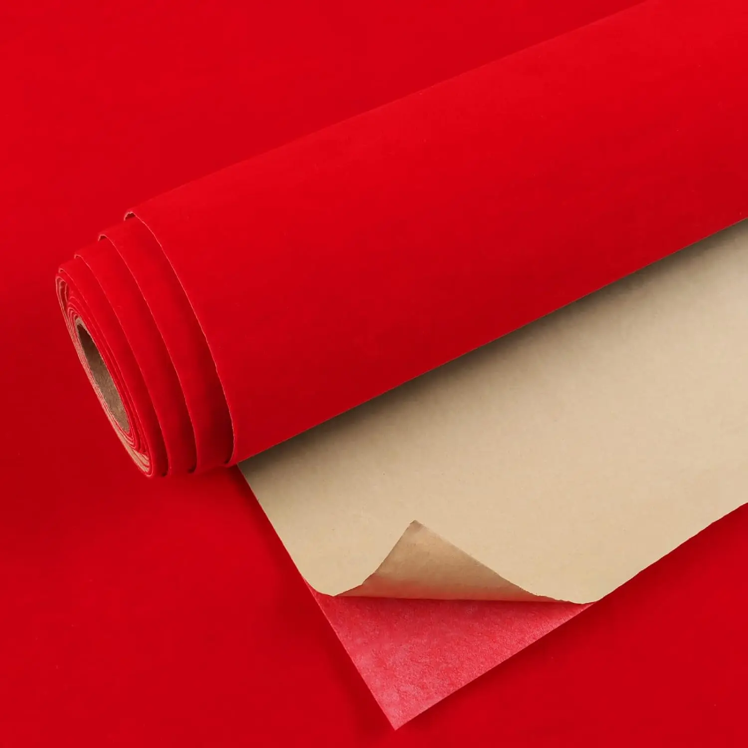 Bright Red  Flocking Liner Self Adhesive Felt Drawer Liners for  Dresser 15.7''x118'' Removable Peel and Stick Red Fabric  Wallpaper for Cabinet Wall Shelf Liner Art & Craft