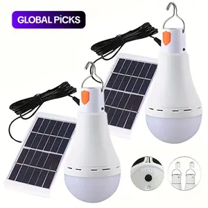 Solar Powered LED Light Bulb, Emergency Light Bulb with 3 Lighting Modes, Portable Night Light for Garden, Camping, Fishing
