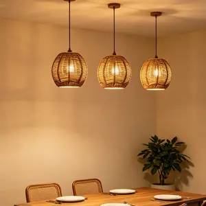 Elliptical Lattice Rope Lampshade, Handwoven Wabi Sabi Style, Soft Light Diffusion, Easy Replacement, Ideal for Home Decor