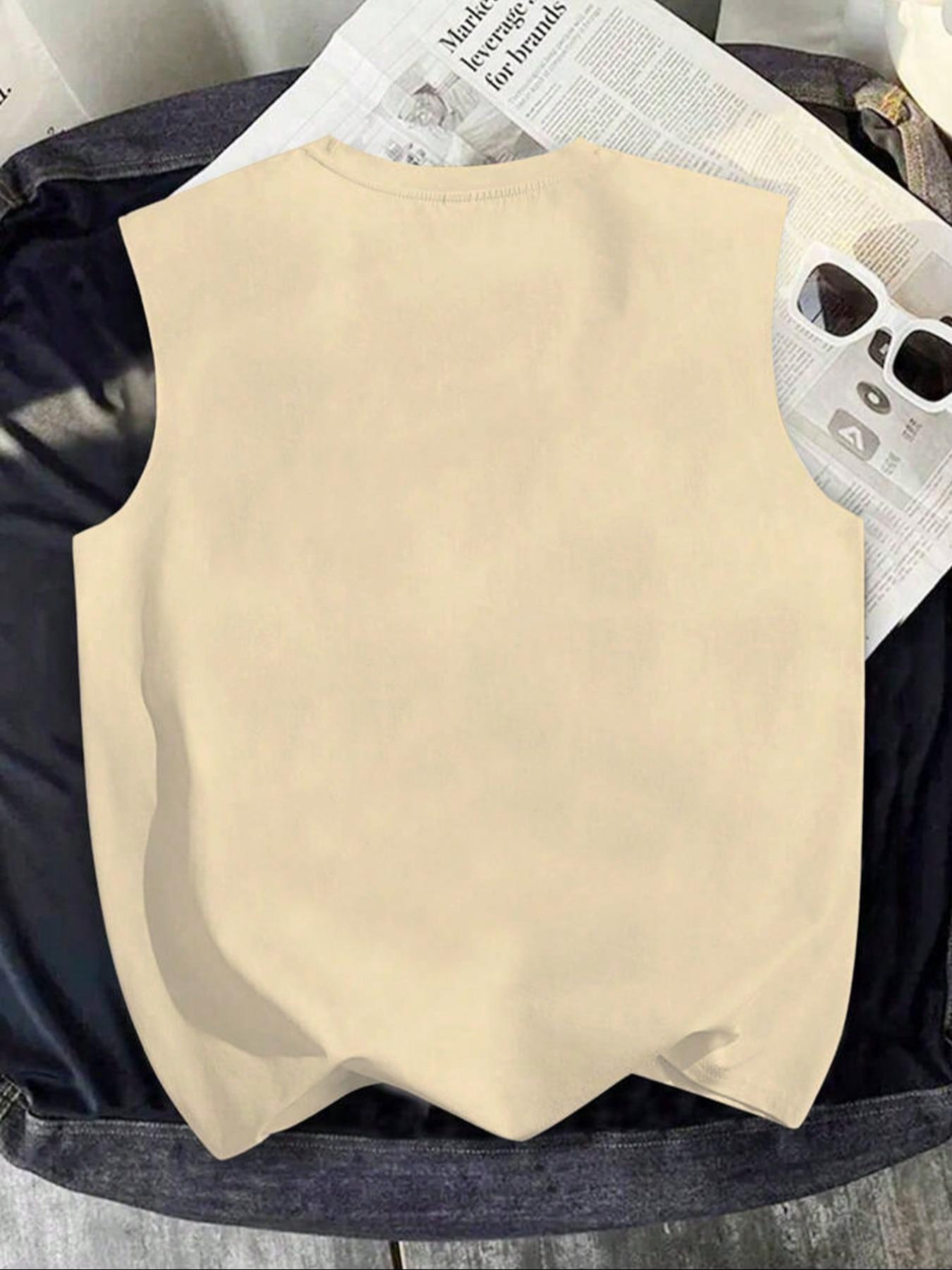 Men's Trendy Casual Loose-Fit Sleeveless Vest, Hands Covering Face Print, Perfect for Summer Vacation & Friend Gatherings, Comfortable Men's Vest for Daily Wear, Sleeveless Loose Tank, Menswear