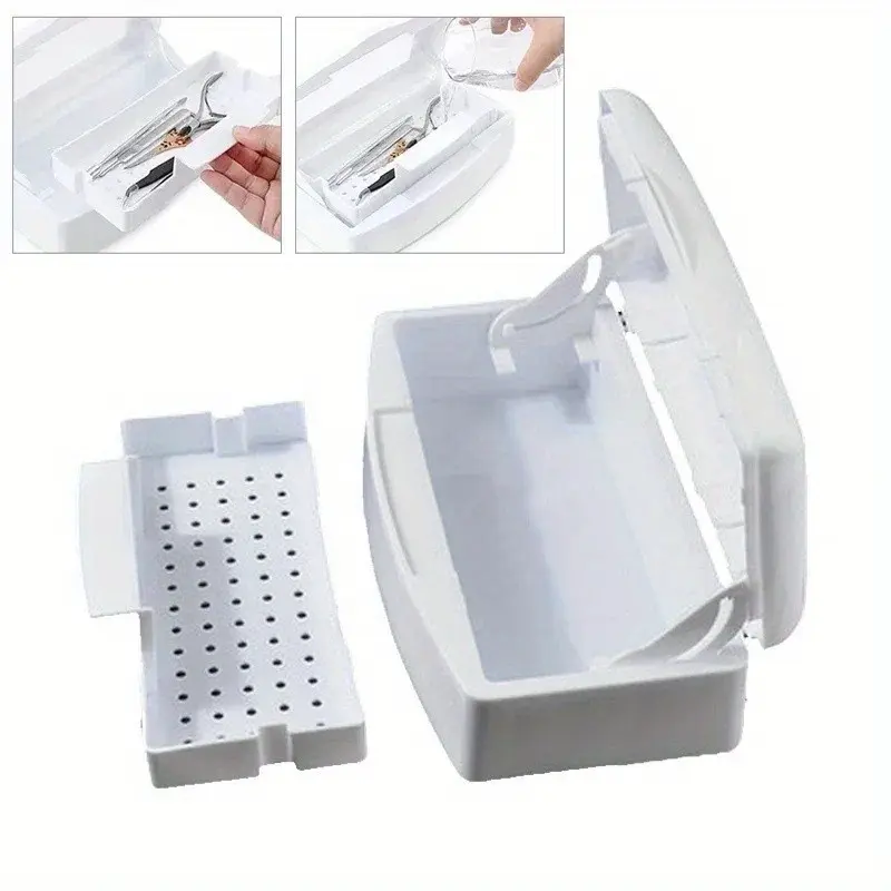 1PC Nail Sterilizer Tray Disinfection Box Sterilizing Clean Nail Art Salon Manicure Implement Sanitize Tool Equipment Cleaner Tools Sanding head storage box