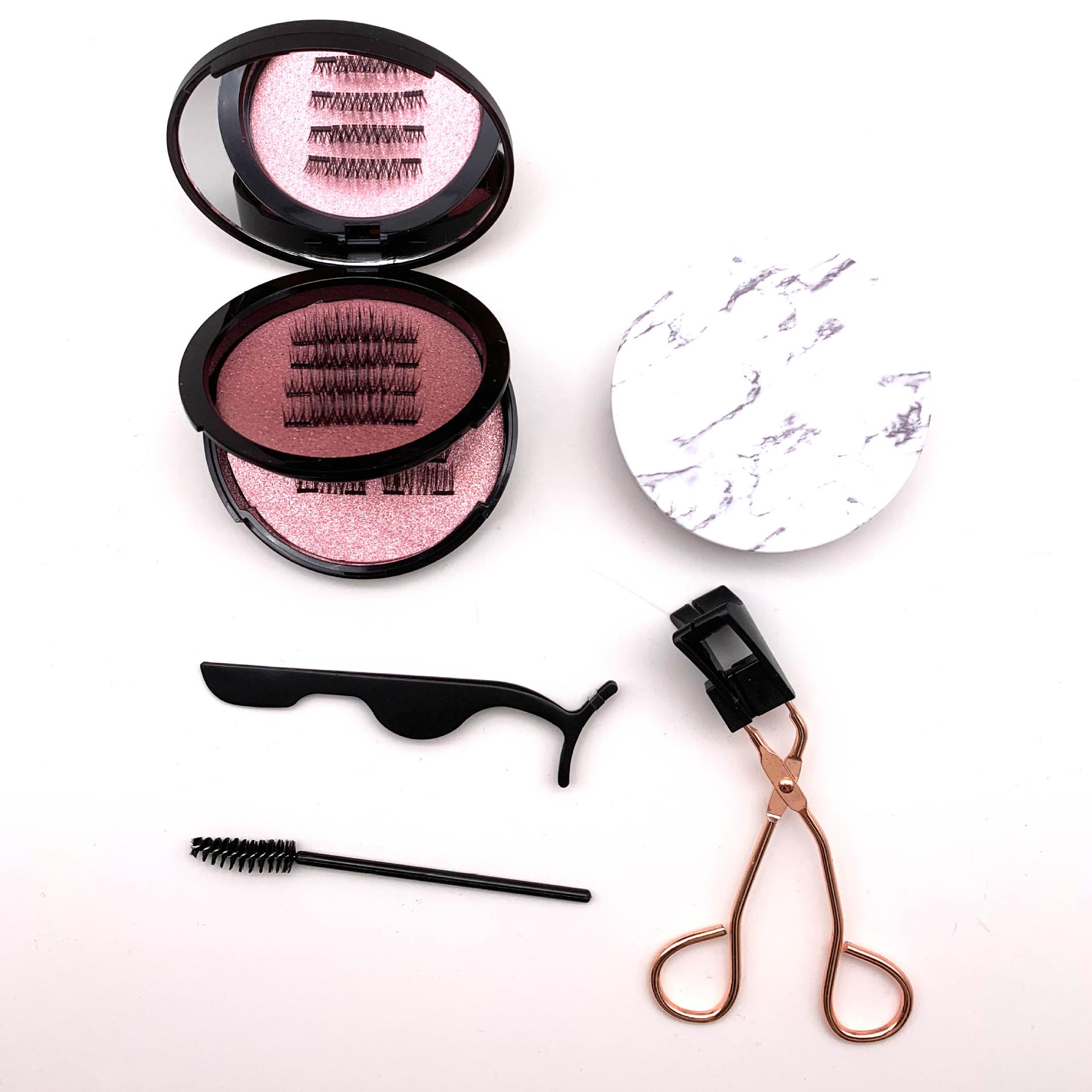 24P Half Eye Double Magnet Magnetic Eyelashes 16 Pieces with Clips Waterproof Reusable False Lashes for Party Daily Use