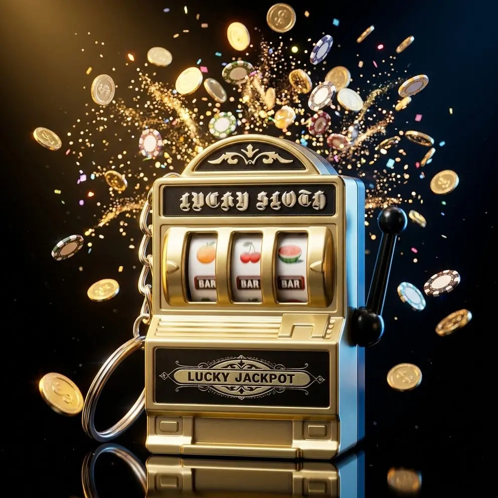 Mini Slot Machine Keychain – Playable Retro Fruit Machine, Lucky Jackpot Toy, Metal Pocket EDC Keychain Gift for Gamers & Collectors