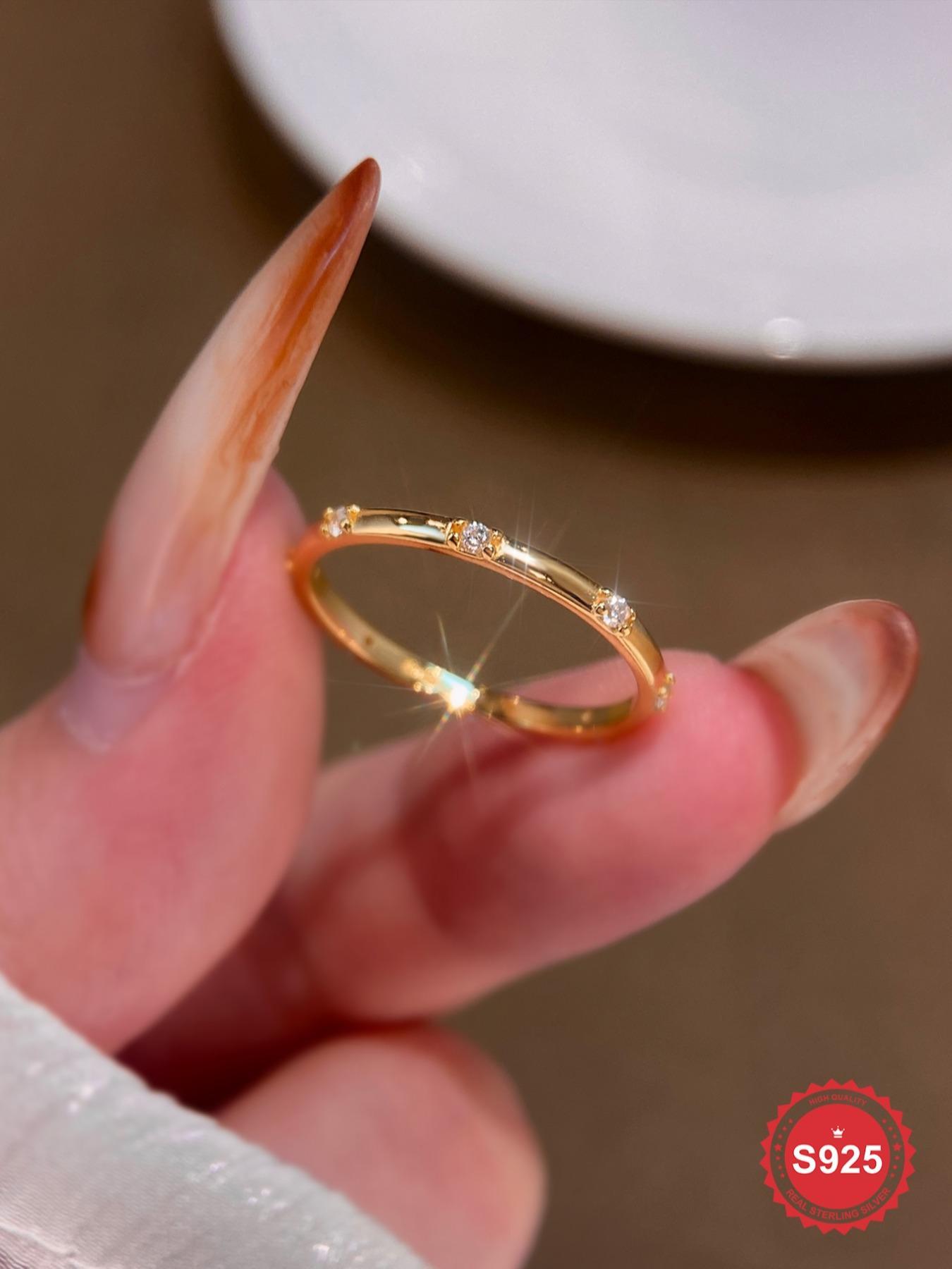 S925 Sterling Silver Fashion Artificial Zircon Decorated Ring, Elegant Everyday Ring, Fashion Jewelry for Party, Daily Clothing Decor, Trendy All-match & Exquisite Jewelry for Birthday Gift