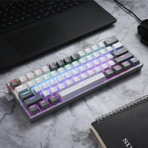 Redragon K617 Fizz 60% Wired RGB Gaming Keyboard, 61 Keys Hot-Swap Compact Mechanical Keyboard, Linear Red Switch, Pro Driver/Software Supported