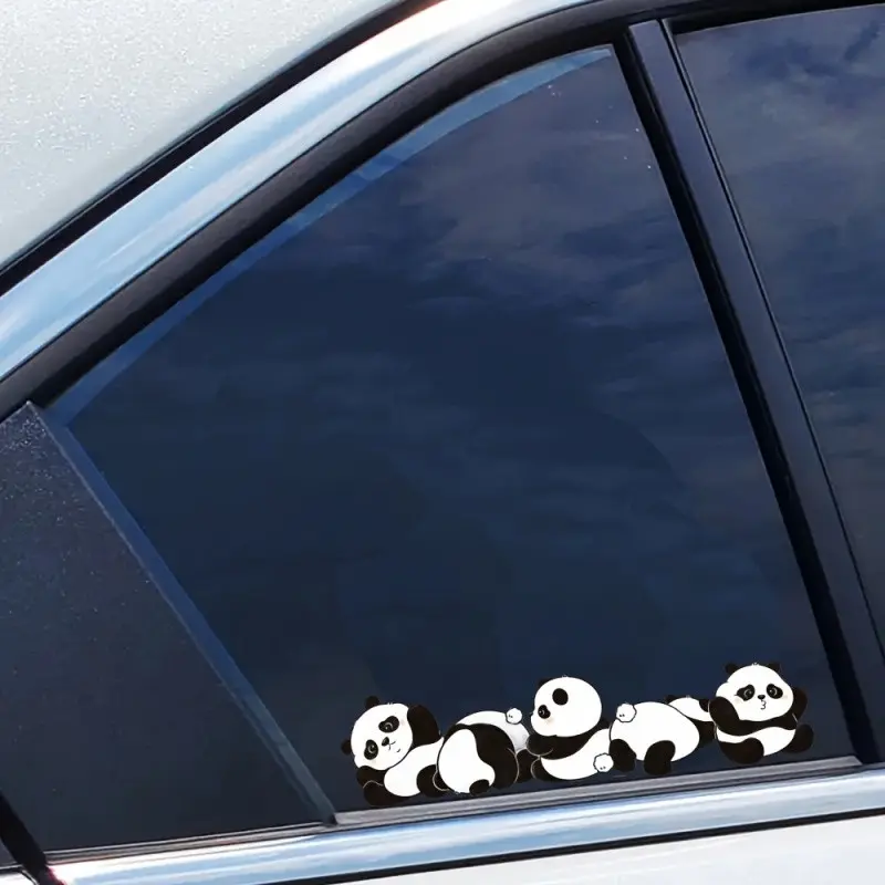Panda Cartoon Sticker Set, PVC Self-Adhesive Flashy Anime Stickers, Thin Design, for Car Tail, Motorcycle, Laptop, Window, Automotive Decals, High-Quality Decorative Stickers