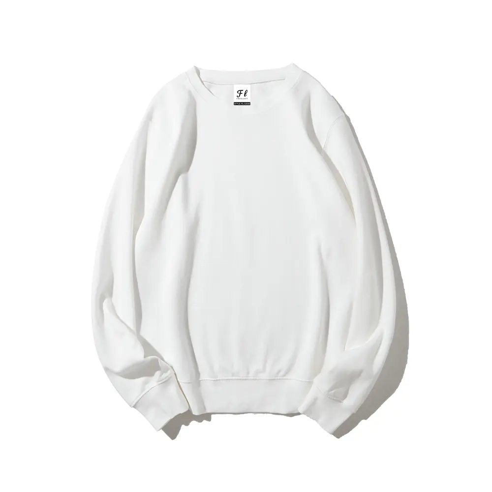 Men's 300gsm Cotton Blend Blank Crew Neck Sweatshirt - 85% Cotton 15% Polyester, 360° Fully Linked Rib, Standard US Regular Fit, S-5XL, DIY Print Embroidery Base, Basics, All Seasons, Anti-Fading, Machine & Hand Washable, Casual Long Sleeve Pullover, A1,,