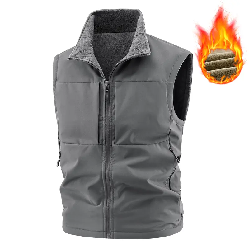 Men's Fleece Lined Softshell Vest Stand Collar Full Zip Thermal Warm Gilet Outdoor Tactical Sleeveless Jacket Casual Workwear Bodywarmer Outfit cozy soft cool clean chic active sporty premium classic stylish durable trendy relaxed comfy modern Multi-Color
