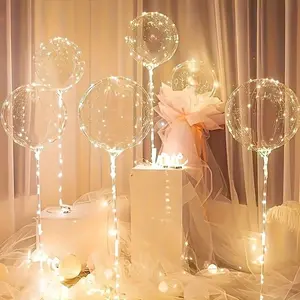 6 LED Glowing Transparent Balloons, Perfect for Weddings, Birthdays, Singles Parties, Valentine's Day, Anniversaries, No Battery Included