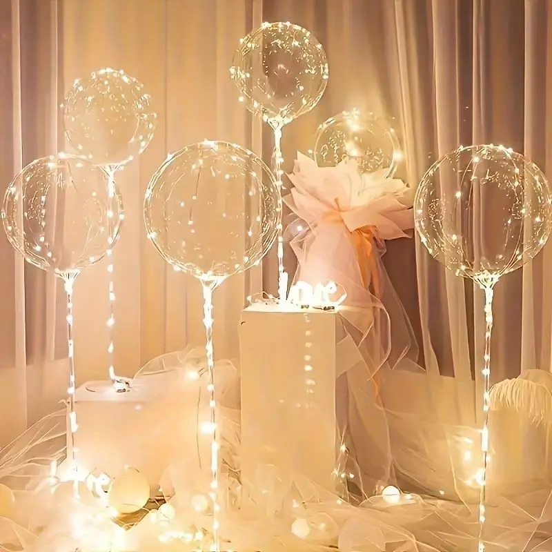 6 LED Glowing Transparent Balloons, Perfect for Weddings, Birthdays, Singles Parties, Valentine's Day, Anniversaries, No Battery Included