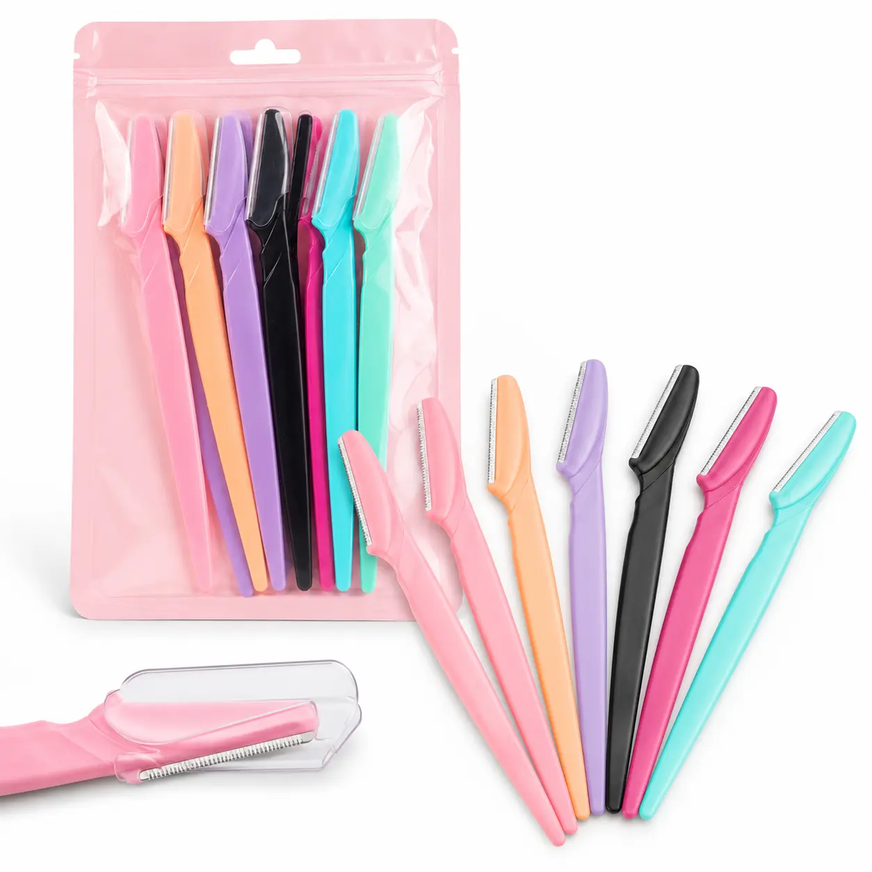 12 Pack Facial Razors for Women & Men, Eyebrow Shaper and Dermaplaning Tool with Protective Caps, Gentle Face Hair Remover for Brows, Peach Fuzz and Travel
