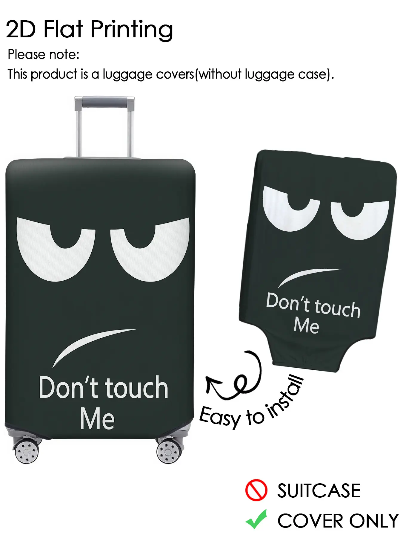 Black background, do not touch emoji pattern, luggage cover, luggage dust cover, dustproof, scratch resistant, elastic fabric, suitable for 18-32 inch luggage, essential travel accessories