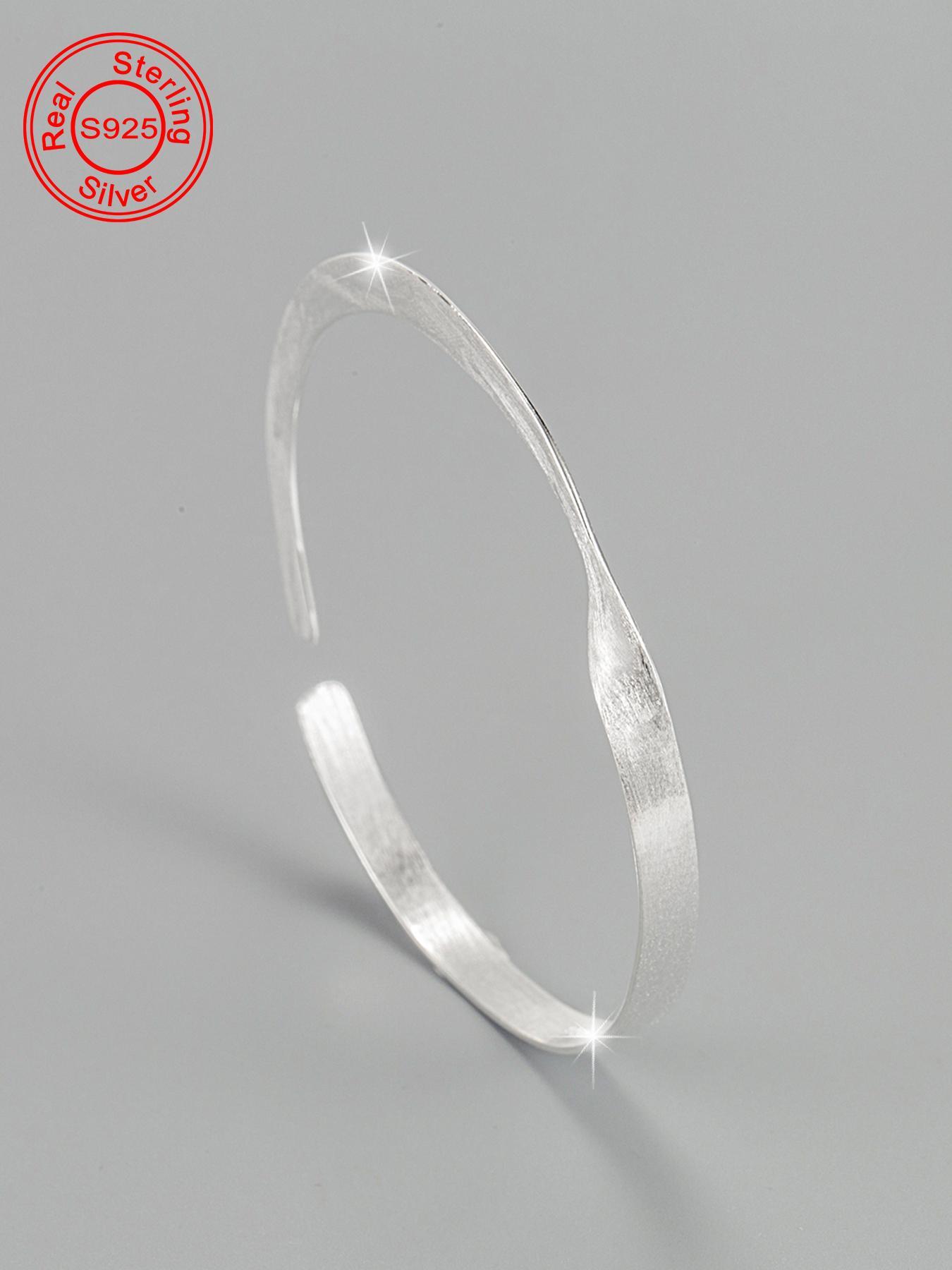 S925 Sterling Silver Simple Design Bangle Bracelet, Fashionable Jewelry for Women & Girls, Trendy All-match & Exquisite Jewelry for Birthday Gift