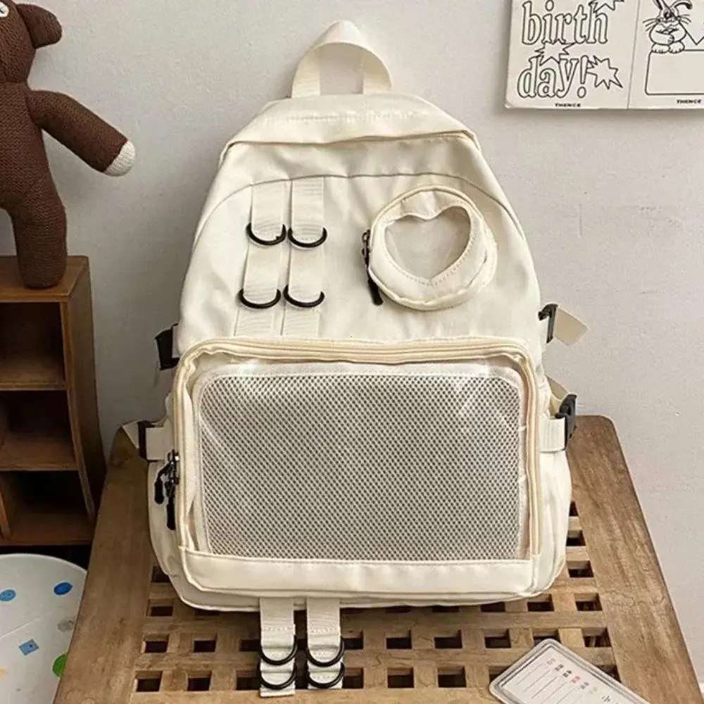Collage Style School Bag for Teenage Girl Itabag Kawaii Backpack Transparent Love Heart JK Backpack Women New 2026 Laptop Bag